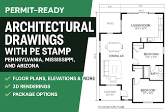 architectural drawing for city permit in pennsylvania, mississippi, arizona