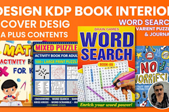 design KDP book interiors puzzles activity book and journals and cover design