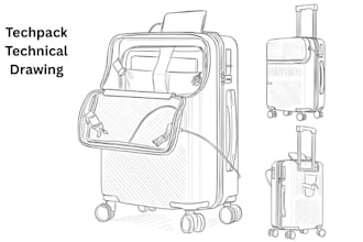 suitcase techpack travelling bag techpack luggage techpack suitcase tech pack