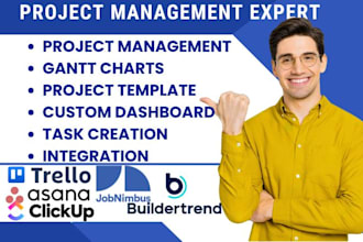 setup project management on monday clickup asana trello jobnimbus buildertrend