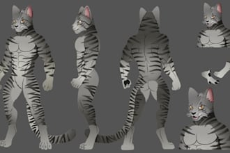 design custom furry art fursona anthro character ref sheet furry commission