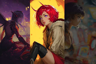 draw anime and game style characters art