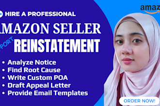 reinstate amazon account, fix section 3 suspension appeal, and write amazon poa