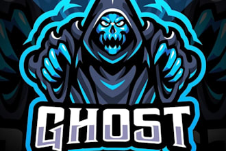 custom ghost logo design bold, mysterious and eye catching