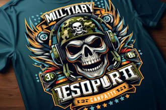 do unique military skull t shirt logo tactical army  style
