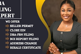 professionally file your dba, seller permit, boi report, and business documents