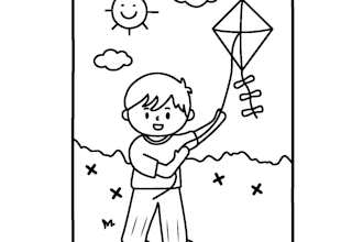 create cute line art drawing for coloring book pages