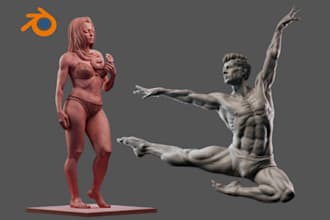 sculpt 3d digital bust head face full body with accessories stl for 3d printing