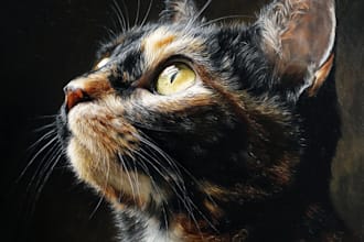 draw realistic portrait cat,dog or any pets in oil paint