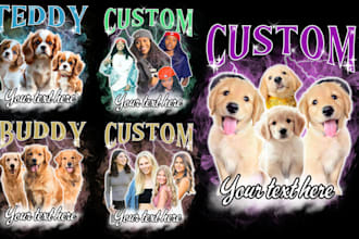 custom bootleg design 90s vintage t shirt, sports, dog