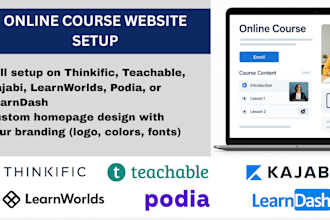 setup design thinkific learnworlds teachable kajabi podia online school website