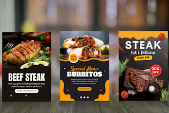 design restaurants menu, poster, flyer in one day