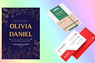 design canva gift cards, business cards, and invitation card template packs