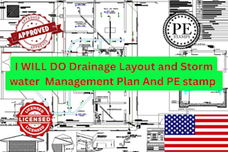 do drainage layout and storm water management plan pe stamp in california oregon