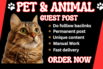 write and publish guest post on pure pets and animal blog with dofollow backlink