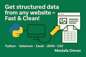 scrape any website and deliver clean data in CSV, excel, or json
