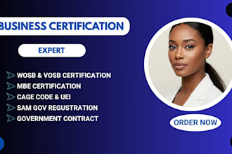 help you with mbe certificate, wbe, wosb, 8a, sdvosb, mwbe, sam gov registration