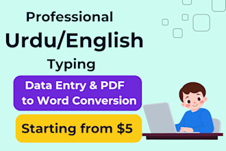 do fast and accurate urdu and english typing and data entry work