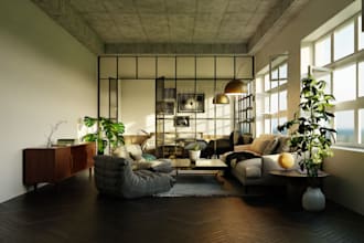 refurbish 3d vintage apartment, ceiling, archviz, bim model, living space design