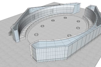 create rebar detailing and massing model for fountains and concrete structures