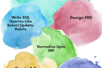 design erd, write sql queries and normalize database to 3nf