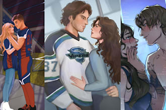 do fantasy art, hockey sport mafia book college couple romance book cover art