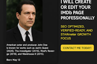 create you a professional imdb  page or edit your existing  imdb  page