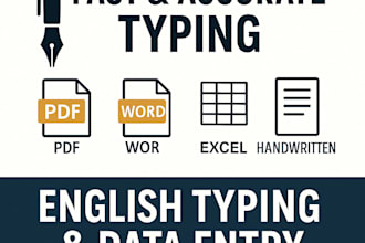 do fast and accurate english typing and data entry work