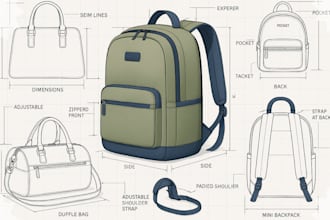 design custom 3d bags, backpacks, pouches with tech packs and packaging