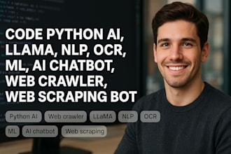 code python ai, llama, nlp, ocr, ml, ai chatbot, web crawler, web scraping bot