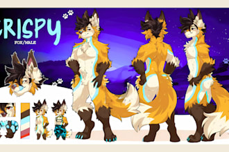 draw custom furry character reference sheet furry art nsfw fursona ref sheet oc