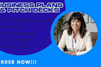 write startups business plan, proposal, pitch deck, grant or financial plan