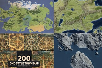 create a detailed 3d fantasy map or continent map for dnd book and games