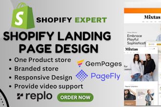 create shopify landing page with pagefly shopify design shogun shopify gempage