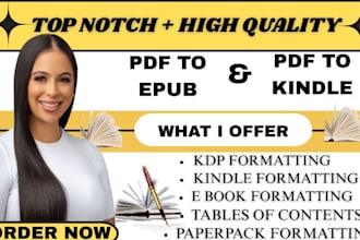 do ebook conversion from PDF, word, indesign into epub and kindle formats