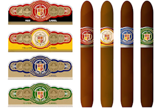 design premium quality cigar band, labels, box, and logo with brand identity