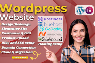 design wordpress website redesign, clone, fix, migrate wordpress elementor site