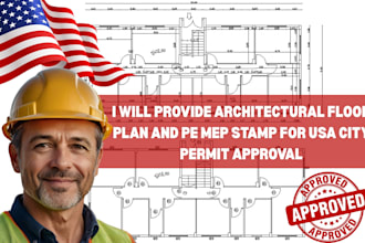 provide architectural floor plan and pe mep stamp for usa city permit approval