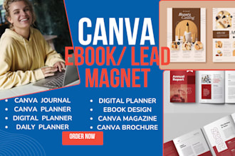 design your canva ebook, lead magnet, workbook journal and planner
