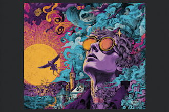 make amazing psychedelic illustration for music album cover