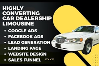 generate car dealership leads limousine landing page car rental sales funnel