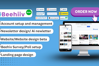 design beehiiv, substack, klaviyo and kit newsletter, landing page and homepage
