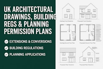 do uk architectural, building regs drawings, for uk planning permission