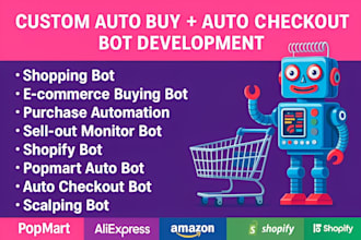 build auto purchase, checkout bot, popmart bot, pokemon, walmart, and etsy bot