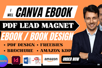 design canva ebook, PDF lead magnet, freebies, brochure, workbook, booklet adobe