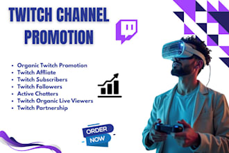 run organic twitch channel promotion to gain followers, streamers and viewers