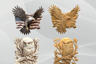 create a custom 3d bas relief sculpture in stl format for cnc and 3d printing