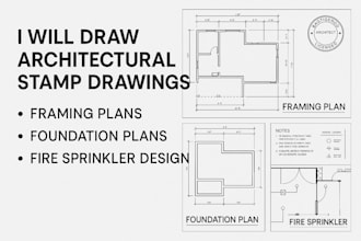 draw architectural stamp drawings framing foundation plans fire sprinkler design