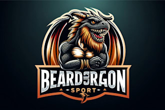 design bearded dragon sport mascot logo with express delivery