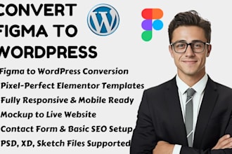 convert figma PSD xd to wordpress figma to elementor landing page website mockup